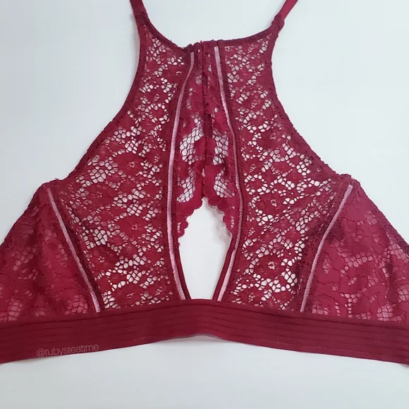 VICTORIA'S SECRET Very Sexy Floral Lace Halter Bralette -Red, Small,New with Tag - Picture 5 of 8